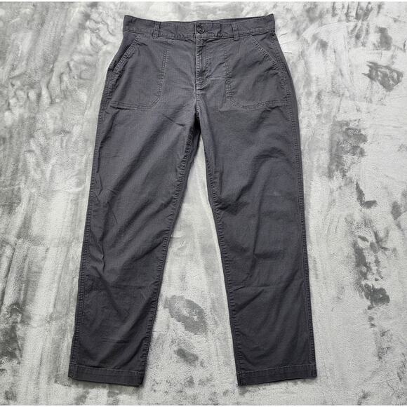 Eddie Bauer Pants Womens 10 Gray Ripstop Stretch Cotton High Rise Crop Hiking - Picture 1 of 13